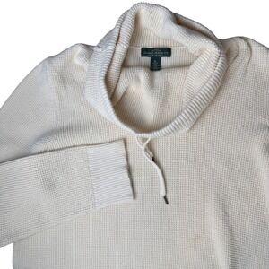 Lauren Ralph Lauren Cowl Neck Sweater Womens XL Cream Good Waffle Knit LRL